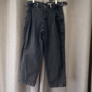 Anthropologie Cropped Pants Pleated Front Hi Waist Button Fly Straight Leg sz 27